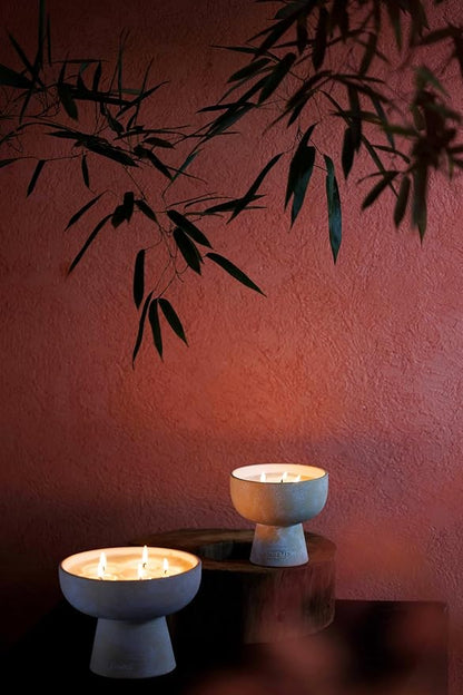 BLUEME Romance - Oakmoss & Sandalwood, Luxury Candle w/Essential Oils, 6 Wick, Hand-Poured Soy, Cotton Wick, Ceramic