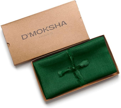 D'Moksha Homes Forest Green Linen Napkins 18 x 18 Inch - 100% Pure Linen Cloth Washable Dinner Napkins Set of 4 for Winter, Christmas, Holiday
