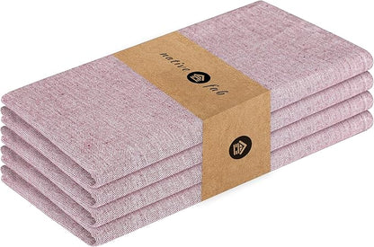 Native Fab Solid Cloth Napkin Set of 4, 100% Chambray Cotton, Washable, Reusable Dinner Cloth Napkin 17x17 inches, Table Decor Napkins for Dinner, Events, Burgundy