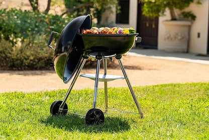 Megamaster 22" Heavy Duty Charcoal Barbecue Grill with Adjustable Air Vent, 354 SQ. In Cooking Area, Storage Rack, 2 Wheeled Portable Grill for Camping, Outdoor Cooking, and More - 810-23002