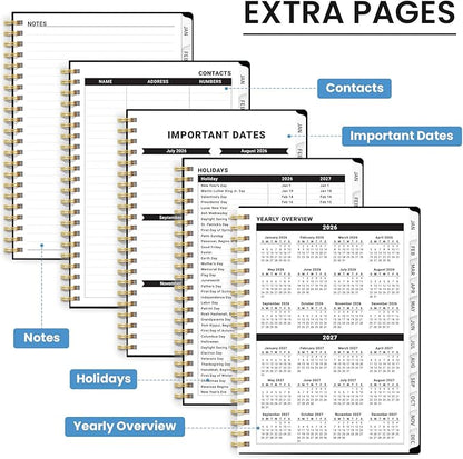 2026 Planner, Weekly and Monthly Planner for Women, Jan 2026 - Dec 2026 Pretty 2026 Calendar Planner with Monthly Tabs, Inner Pocket, Spiral Binding, Perfect for Office Home School - 6.3" x 8.5", Floral Galaxy