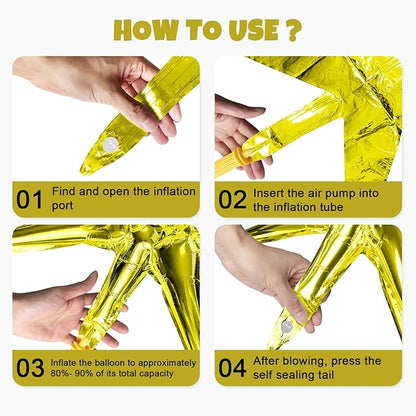 Gold Star Balloon,16Pcs Star Foil Balloons Set with 22Inch Explosion Spike Cone Balloons and 10Inch Quadrangle Helium Balloon for Birthday Wedding Baby Shower Party Decorations