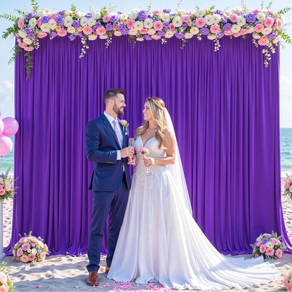 4 Panels Purple Backdrop Curtain for Parties Wedding Wrinkle Free Purple Photo Curtains Backdrop Drapes Fabric Decoration for Birthday Party Photography 20ft(W) x 10ft(H)