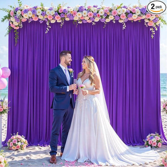 10x10 Purple Backdrop Curtain for Parties Wedding Wrinkle Free Purple Photo Curtains Backdrop Drapes Fabric Decoration for Birthday Party Photography 5ft x 10ft,2 Panels