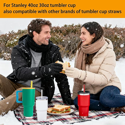 18 PCS Replacement Straight Long Straws Compatible with Stanley 40 oz 30 oz 64 oz Tumbler- Stanley Replacement Plastic Straw,Reusable Drinking Straws for Stanley Cup Accessorie with 2 Cleaning Brush