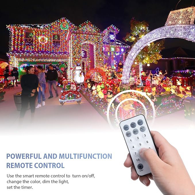 JMEXSUSS 600 LED Color Changing Christmas Lights Plug in, 168FT White & Multicolor String Lights with Remote, Christmas String Lights Outdoor Waterproof Clear Wire for Tree Xmas Decor