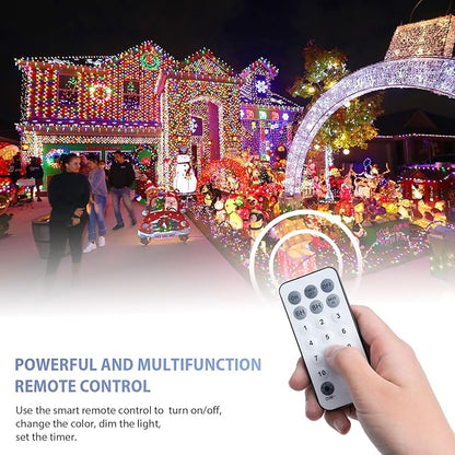 JMEXSUSS 600 LED Color Changing Christmas Lights Plug in, 168FT White & Multicolor String Lights with Remote, Christmas String Lights Outdoor Waterproof Clear Wire for Tree Xmas Decor