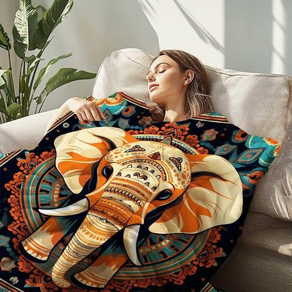 Firmiso Boho Elephant Throw Blanket 40x50 | Soft Cozy Fleece Blanket for Couch, Bed, or Sofa | Mandala Elephant Decor for Living Room | Unique Gift for Women, Family, or Friends