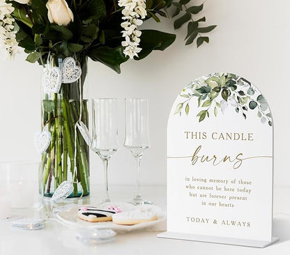 Wedding Memorial Sign, Greenery Gold Bridal Shower Decorations, Memorial Table Sign, Wedding Signs for Ceremony and Reception, Engagement Party Desk Decorations, Wedding Table Acrylic Decor - 41