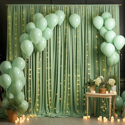 10x10 Sage Green Backdrop Curtain for Parties Wrinkle Free Dark Green Photo Curtains Backdrop Drapes Fabric Decoration for Baby Shower Birthday Party Photography 5ft x 10ft,2 Panels