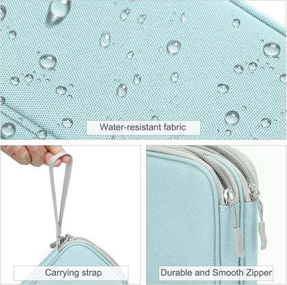 FYY Electronic Organizer, Travel Cable Organizer Bag Pouch Electronic Accessories Carry Case Portable Waterproof Double Layers Storage Bag for Cable, Charger, Phone, Earphone, Medium Size, Mint Green