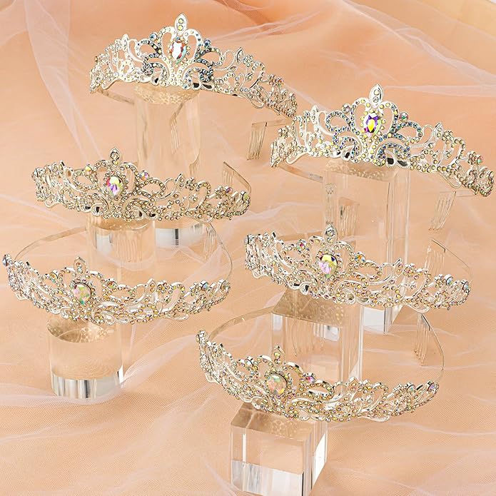 6 Pack Crystal Tiara and Princess Crown,Silver Rhinestone Tiaras with Comb Crown,Bridal Wedding Queen Headbands Prom Birthday Party Halloween Hair Accessories Jewelry Gifts for Women Girls