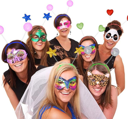 Skeleteen Glitter Antenna Head Boppers - Rainbow Shapes Novelty Headbands - 12 Pieces
