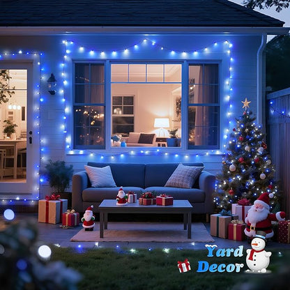 JMEXSUSS 500 LED Blue and White String Lights Outdoor, 173ft 8 Modes LED Christmas Lights Indoor, Waterproof Christmas Twinkle Lights for Tree Holiday Decorations