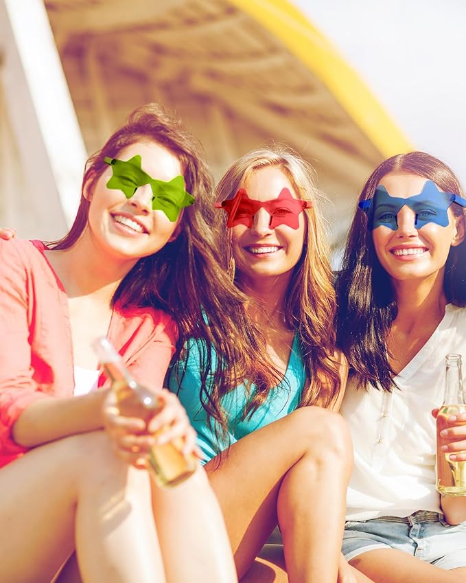 PLULON Star Sunglasses for Women Girls, Color Rimless Star Shaped Sunglasses Bulk for Adults Beach Birthday Swim Pool