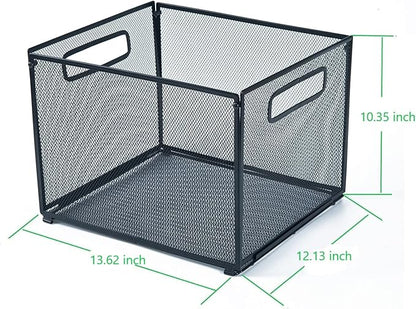 SETTFRFE Letter Size Hanging Folder Organizer,Metal Mesh Hanging File Folder Box,Office File Baskets,Black