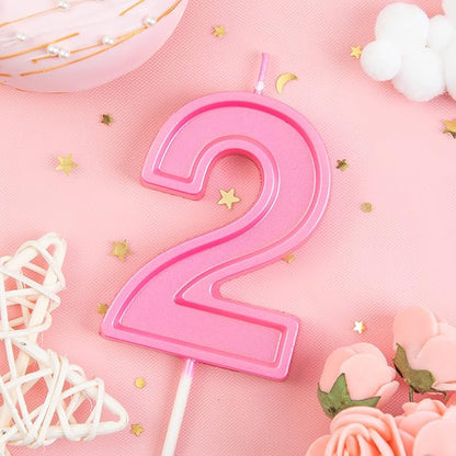 PHD CAKE 2.76 Inch Luxe Pink 2 Number Birthday Candles, Pink Number Candles, Cake Number Candles, Party Celebration