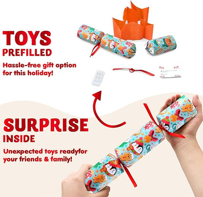 JOYIN 10 Pack Christmas No-Snap Party Favor, Xmas Table Favor Includes Party Hat, Jokes & Gifts, Christmas Table Decorations for Holiday Dinner Traditions Party Supplies, Stocking Stuffers for Kids