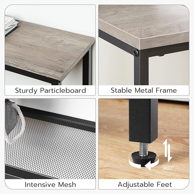 HOOBRO 29.5" Narrow Console Table, 3-Tier Entryway Table, Thin Sofa Table with Shelves, Side Table, Display Table, for Hallway, Entrance, Living Room, Bedroom, Greige and Black BG73XG01