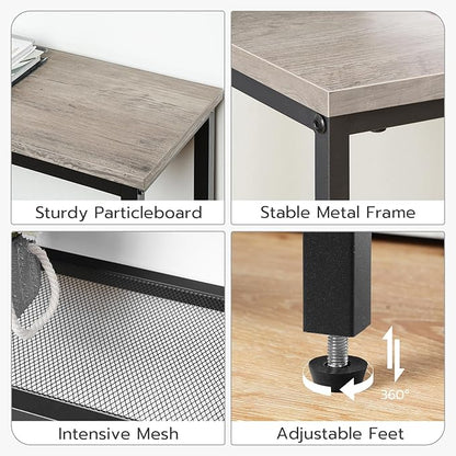 HOOBRO 29.5" Narrow Console Table, 3-Tier Entryway Table, Thin Sofa Table with Shelves, Side Table, Display Table, for Hallway, Entrance, Living Room, Bedroom, Greige and Black BG73XG01