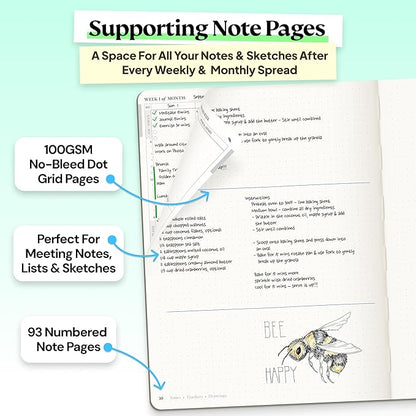 Roterunner Purpose Planner Notebook B5 7.5”x9.8” Undated 2026 Daily Weekly and Monthly Productivity Goal Setting Tool for Work Home ADHD for Adults Self Care Journal