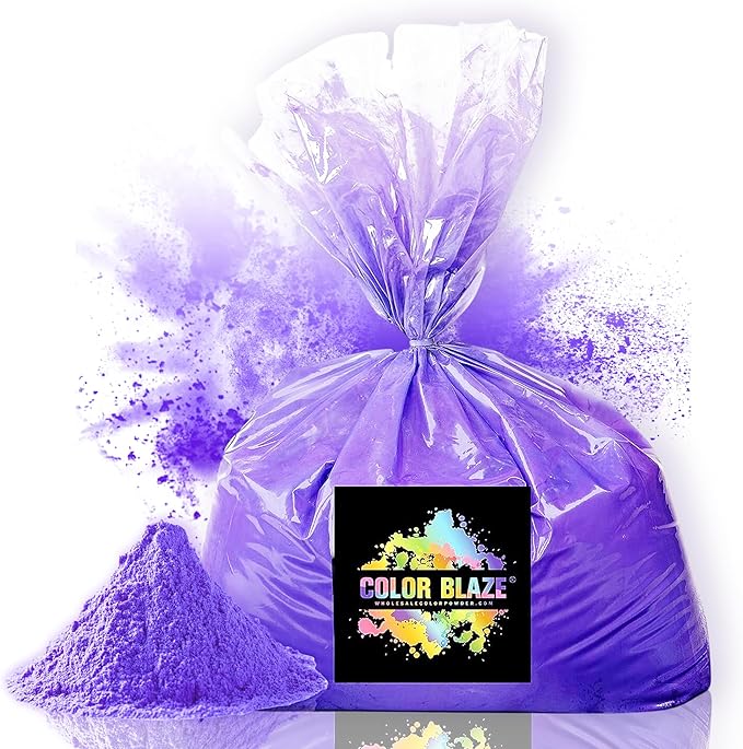 Color Blaze Holi Colored Powder - 5 lbs of Purple Powdered Color - for Fun Runs, Color Toss, Rangoli, Powder War, Backyard Party & Festivals - Pack of 1 Colorful Bag - 5 Pounds in Bulk - Purple