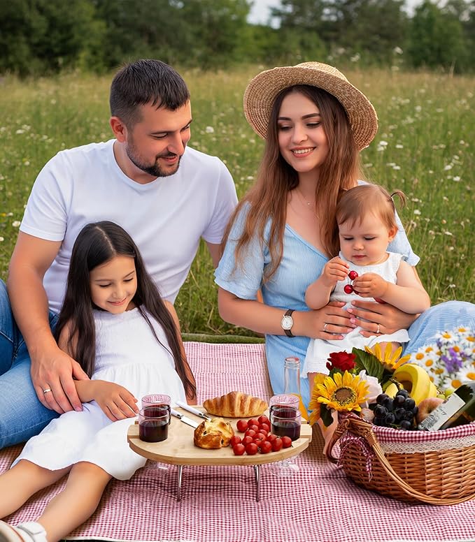 Picnic Basket for 4 with Table and Blanket Collapsible Cooler Bag Insulated Picnic Set for Beach Picnic Hamper Picnic Date Essentials for Outdoor Picnic Accessories Wedding Gift/Bridal Shower Gift