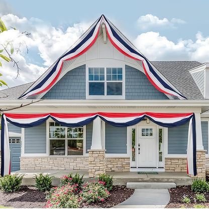 HOOSUN 4 Pack 2x20 Ft Patriotic Bunting American Flags for Outside,Patriotic Decorations Outdoor,USA Flags Presidents Day Decorations,4th of July decor Red White and Blue Banner for Porch