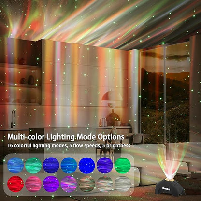 AIRIVO Northern Lights Aurora Projector, Star Projector Music Speaker, White Noise Night Light Galaxy Projector for Kids Adults, for Home Decor Bedroom/Ceiling/Party (Black)