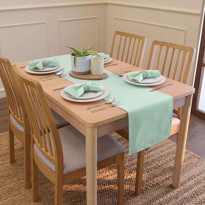 Encasa XO Mint Green Cloth Napkins Set of 6, 17"x17" | Solid Color Cotton Dinner Napkins | Washable & Reusable Napkins for Dining Table Fall Decoration, Holiday & Christmas Festivals