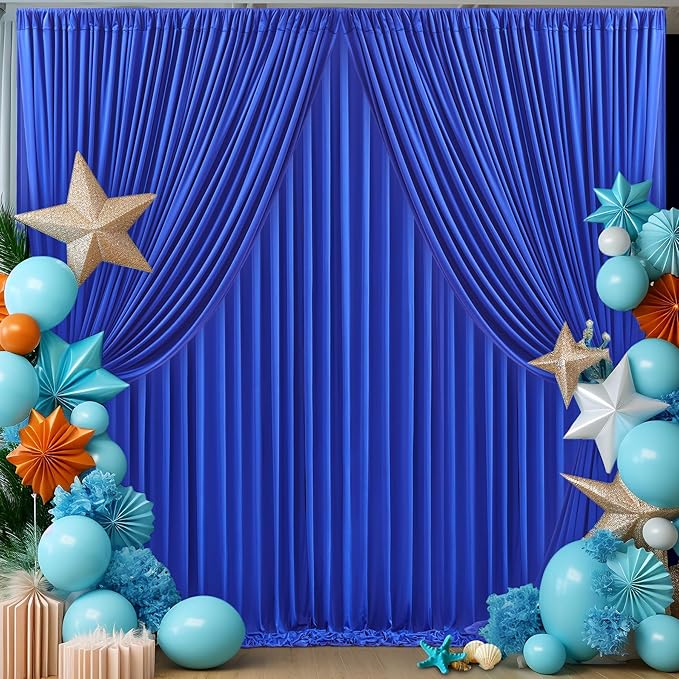 4 Panels Royal Blue Backdrop Curtain for Parties Wrinkle Free Blue Photo Curtains Backdrop Drapes Fabric Decoration for Wedding Birthday Party Baby Shower 20ft(W) x 10ft(H)