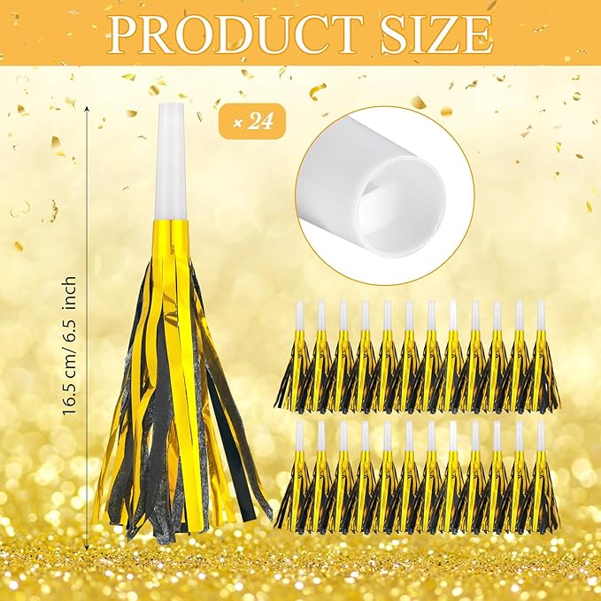 48 Pack Party Noisemakers New Years Eve Party Supplies Include 24 7.5 Inch Large Hand Clappers 24 Blowers Whistle for Aldult Birthday 2025 New Years Eve Favor(Mixed Colors)
