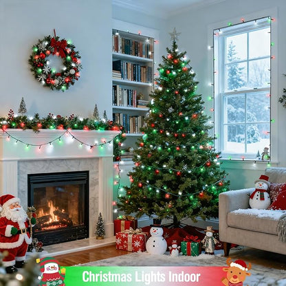 JMEXSUSS 200 LED Red White and Green Christmas Lights Outdoor, 66ft Connectable Twinkle String Lights Plug in, 8 Modes Waterproof Christmas Tree Lights for Outside Indoor Yard Xmas Decoration