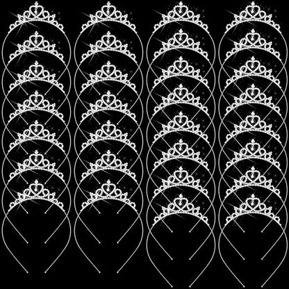 Tondiamo 30 Pcs Tiaras Bulk for Girls Princess Crown Rhinestone Tiaras Bendable Adjustable Headband for Kid Hair Accessory