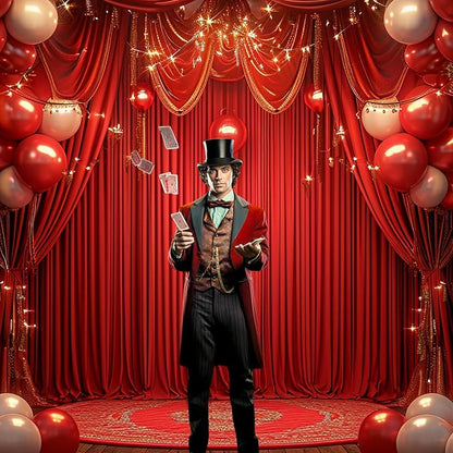 10 Panels Red Backdrop Curtain for Parties Wedding Wrinkle Free Red Photo Curtains Backdrop Drapes Fabric Decoration for Christmas Birthday Party Baby Shower 50ft(W) x 10ft(H)