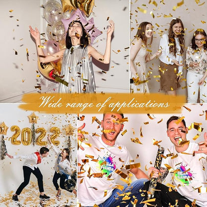 Yellow Confetti Poppers, 15 Inch Gold Party Poppers for Birthday, Wedding, Halloween Celebrations - Air Powered Confetti Gun