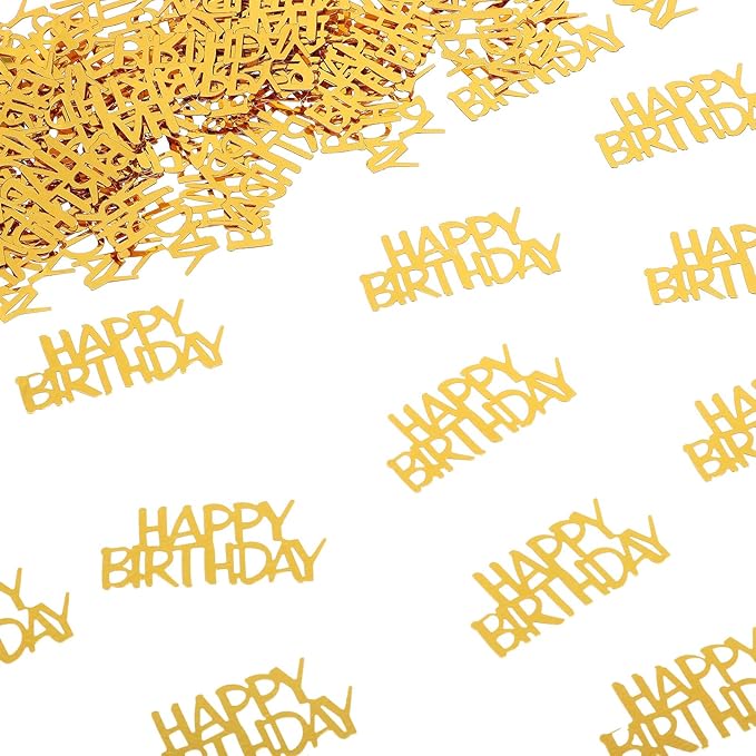 100 Pcs Gold Happy Birthday Confetti, Gold Confetti Birthdays Party Decorations Birthday Table Decorations Cake Balloon Scatter Decoration for Birthdays, Baby Shower Party Supplies