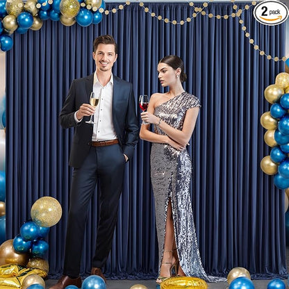 10x10 Navy Blue Backdrop Curtain for Parties Wrinkle Free Photo Curtains Backdrop Drapes Fabric Decoration for Wedding Birthday Party Baby Shower 5ft x 10ft,2 Panels