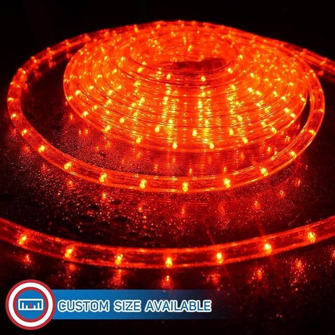 Russell Decor LED Rope Lights for Valentine's Day Holiday Party Wedding Seasonal Christmas Decoration Super Bright and Flexible Lights (Red, 50ft)