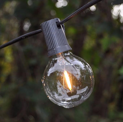 Hometown Evolution, Inc. G50 2" LED Filament Outdoor Patio String Lights with 0.6 Watt Light Bulbs (G50 LED - Black Wire, 10 ft)