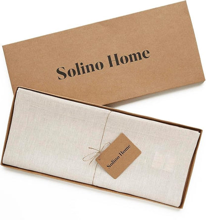 Solino Home Linen Table Runner 72 Inches Long - Athena, 100% Pure Linen Light Natural Table Runner 14 x 72 Inch for Dining, Fall, Autumn, Holiday