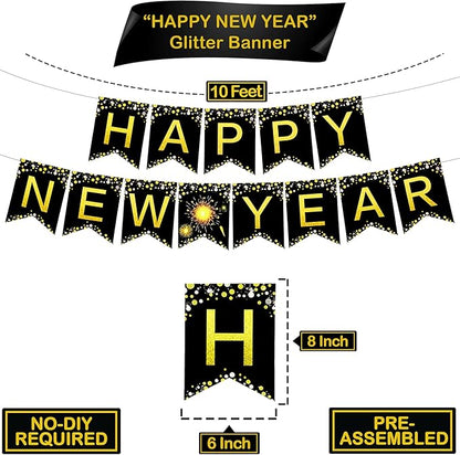 KatchOn, New Years Eve Party Supplies 2026 - Big, Pack of 70 | Happy New Years Decorations 2026 | Hanging Swirls, PomPoms, NYE Decorations 2026 | Eve Decorations