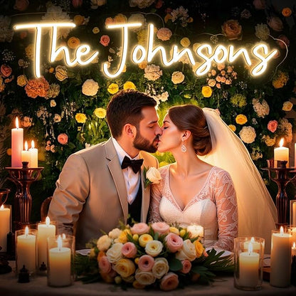 Custom Neon Sign, Name Sign Personalized, Neon Signs for Wall Decor, Wedding, Proposal, Anniversary Party, Bedroom Romance, LED Lights for Love Decorations (Wedding)