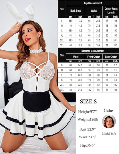 Avidlove Sexy Maid Lingerie for Women Halloween Outfit French Maid Costume Babydoll Lingerie Dress Cosplay Lingeries