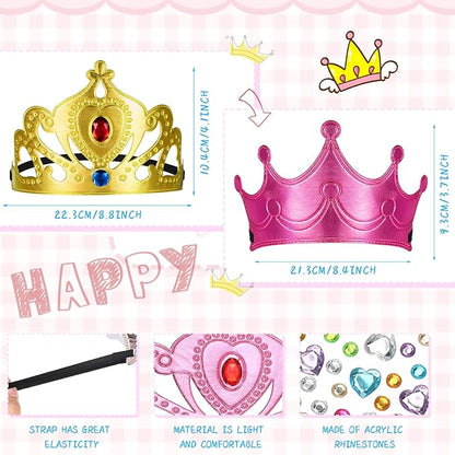 Yaomiao 44 Pcs Foam Crowns for Kids Princess Tiaras Crowns Bulk Diamond Sticker Making Kits for Birthday Party Supplies