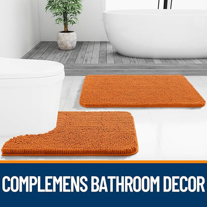 OLANLY Bathroom Rugs 36x24, Extra Soft Absorbent Chenille Bath Rugs, Rubber Backing Quick Dry, Machine Washable Bath Mats for Bathroom Floor, Tub and Shower, Home Decor Accessories, Clay