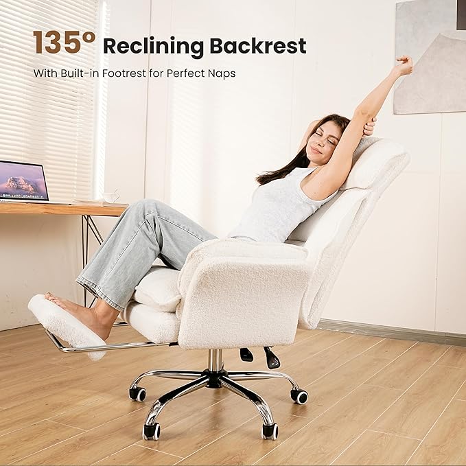 Big and Tall Office Chair, Flip Armrests for Pets & Cross Legged Sitting, Executive Ergonomic Computer Gaming Chair with Foot Rest, Gliter Fabric Wide Seat Reclining Desk Chair