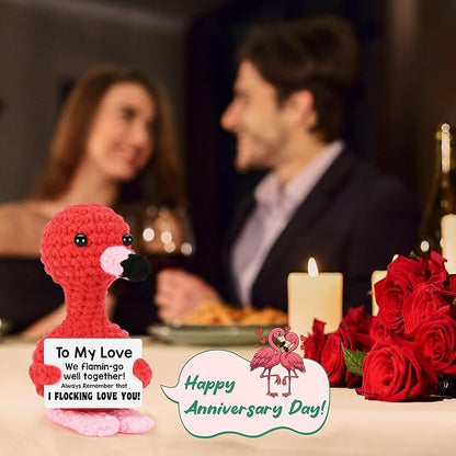 Anniversary Women Gifts for Girlfriend Wife Christmas Stocking Stuffers Gifts for Her Valentine's Day Birthday I Love You Romantic Gift for Couple Easter Funny Handmade Crochet Animals Flamingo Decor