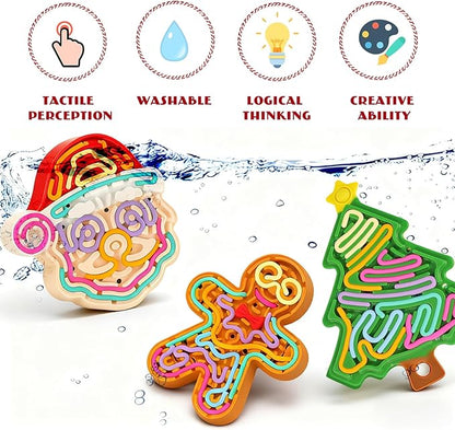 Christmas 2025 Sensory Fidget Boards, Stress Relief Maze Toys with Santa Claus, Gingerbread Man Christmas Tree, Anxiety Autistic ADHD Toy for Kid Toddler Boys Teens Girls Activity Gifts Party Favor 3+