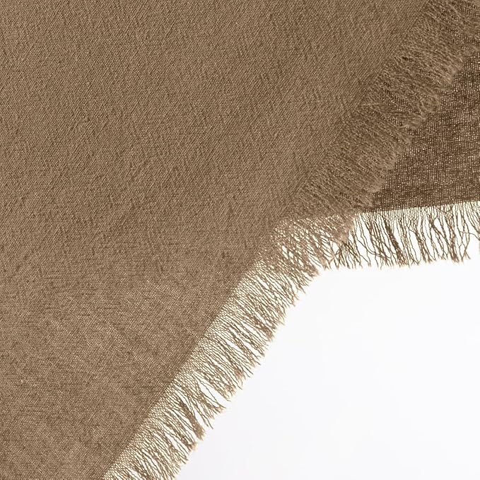 12 Pack Nude Cotton Linen Napkins with Fringe Christmas Cloth Napkins Set of 12 Boho Handmade Holiday Napkins Bulk for Wedding Baby Shower Xmas Dinner Table Parties, 17 x 17 Inches